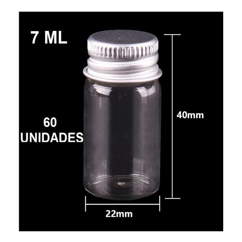 GENERICO - Frascos Miniatura de Vidrio con Tapa Rosca - Pack de 60 Unidades