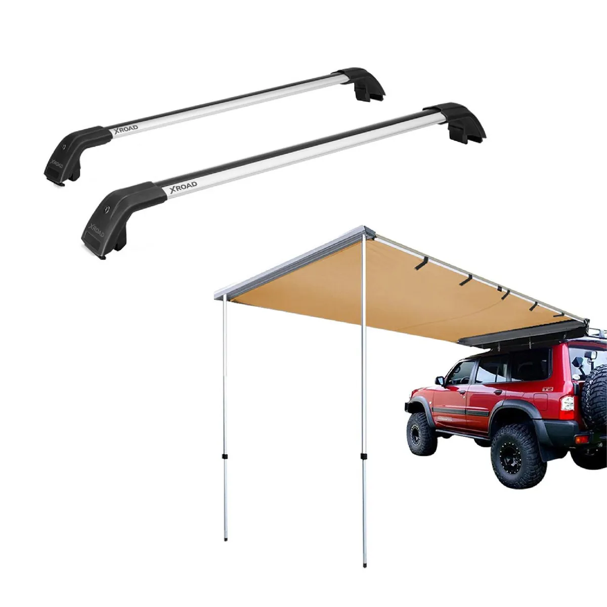 XROAD - Pack Barras portaequipaje + Toldo Para Camping XROAD