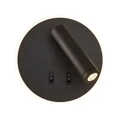 HB LEDS - Apliqué Lector LED Round 3W+8W Negro - Luz Cálida