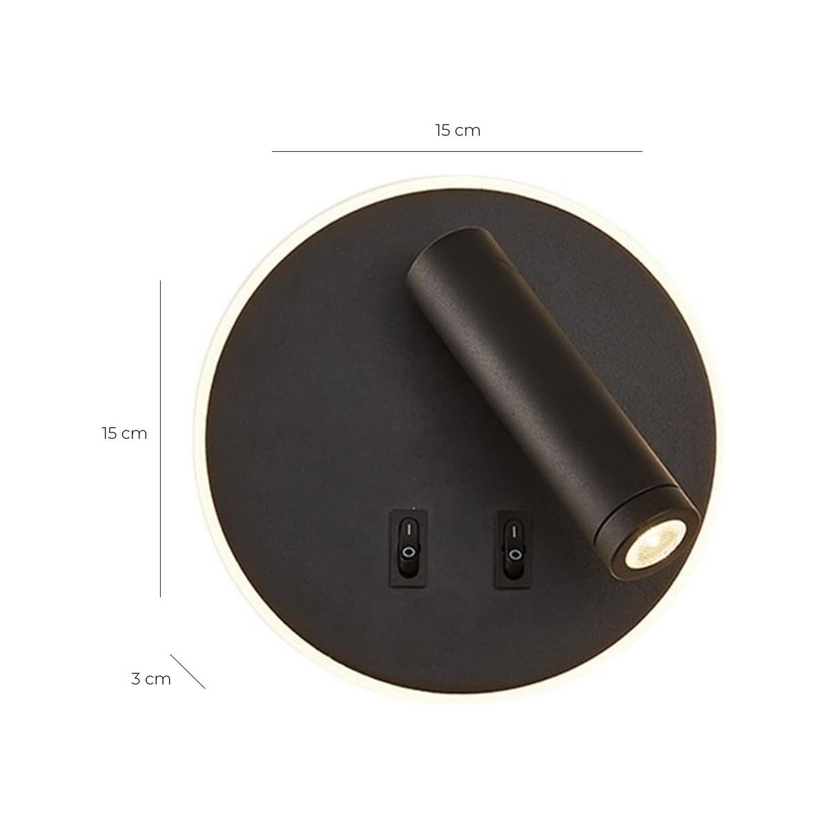 HB LEDS - Apliqué Lector LED Round 3W+8W Negro - Luz Cálida