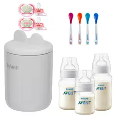 INFANTI - Set Bebé Calentador Mamaderas Avent Chupetes y Cucharas