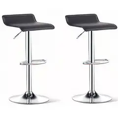 GENERICO - Pack x2 Silla Bar Altura Ajustable con Reposapiés Negro