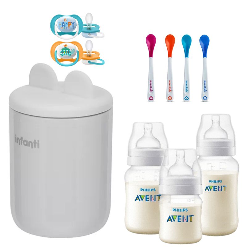 INFANTI - Set Bebé Calentador Mamaderas Avent Chupetes y Cucharas