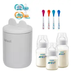 INFANTI - Set Bebé Calentador Mamaderas Avent Chupetes y Cucharas