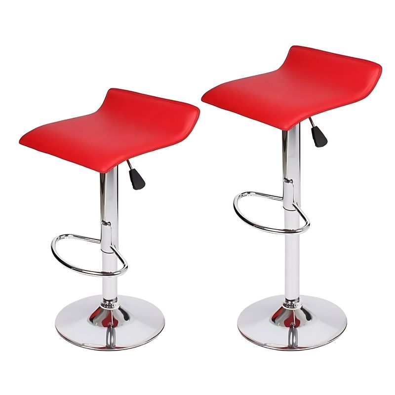 GENERICO - Pack x2 Silla Bar Altura Ajustable con Reposapiés Rojo