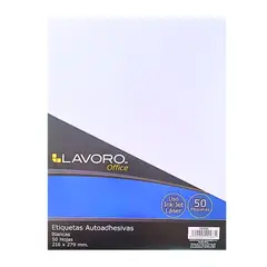LAVORO - Etiquetas Blancas Autoadhesiva Pack 50 Hojas Formato A4 Mate