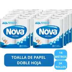 NOVA - Toalla Ultra Absorb 14mts X 24 Rollos