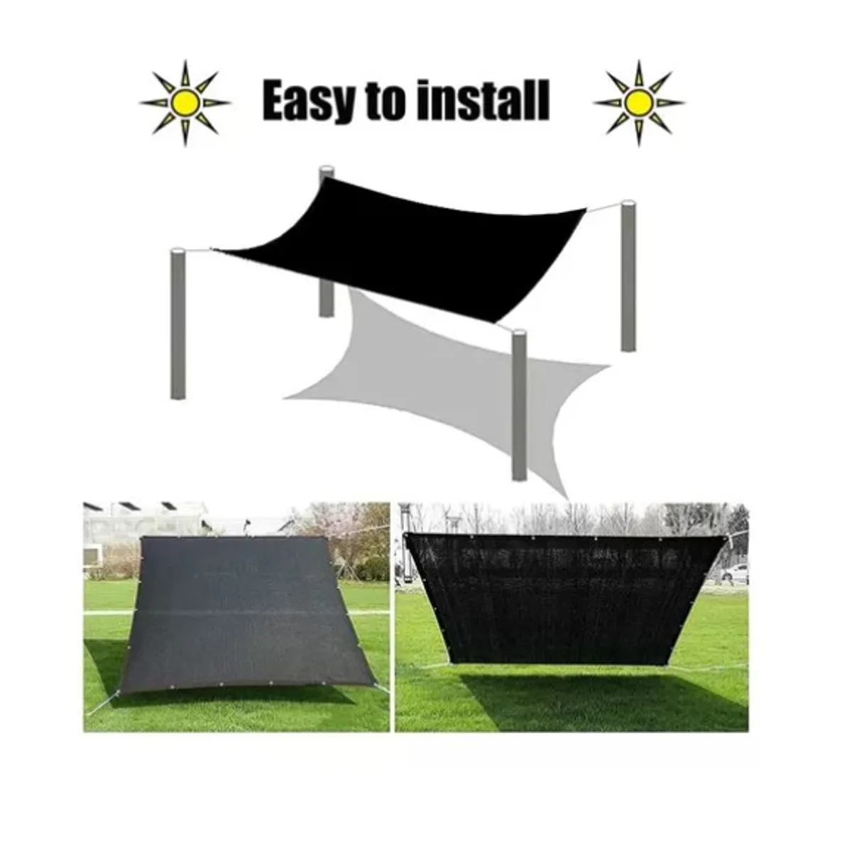 OFERTABKN - Lona Carpa De Malla Sombra Negra 3x3 Metros