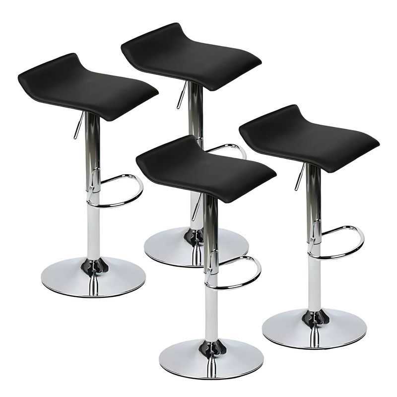 GENERICO - Pack x4 Silla Bar Altura Ajustable con Reposapiés Negro