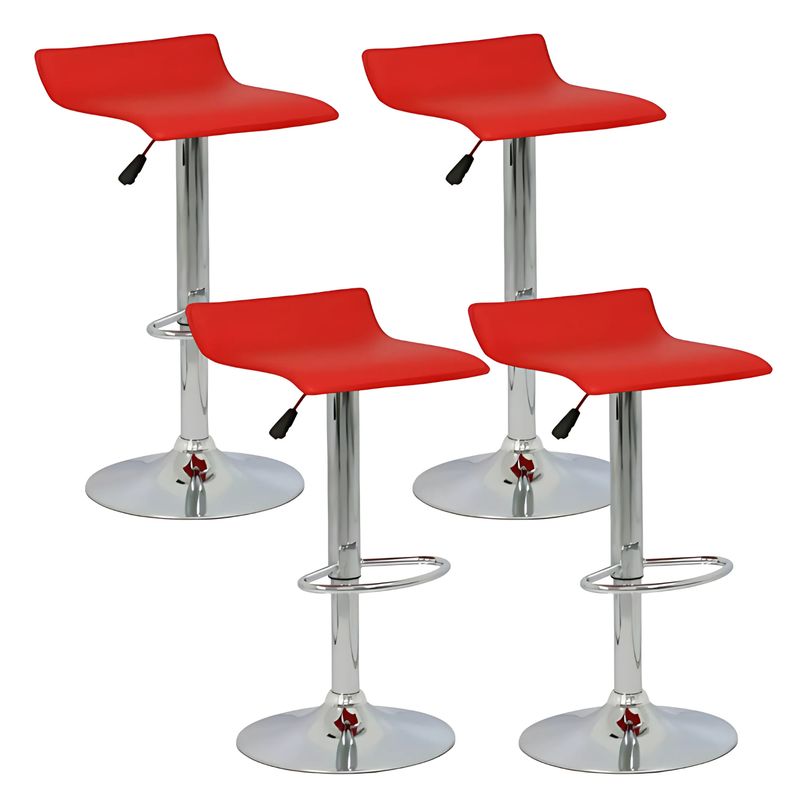 GENERICO - Pack x4 Silla Bar Altura Ajustable con Reposapiés Rojo