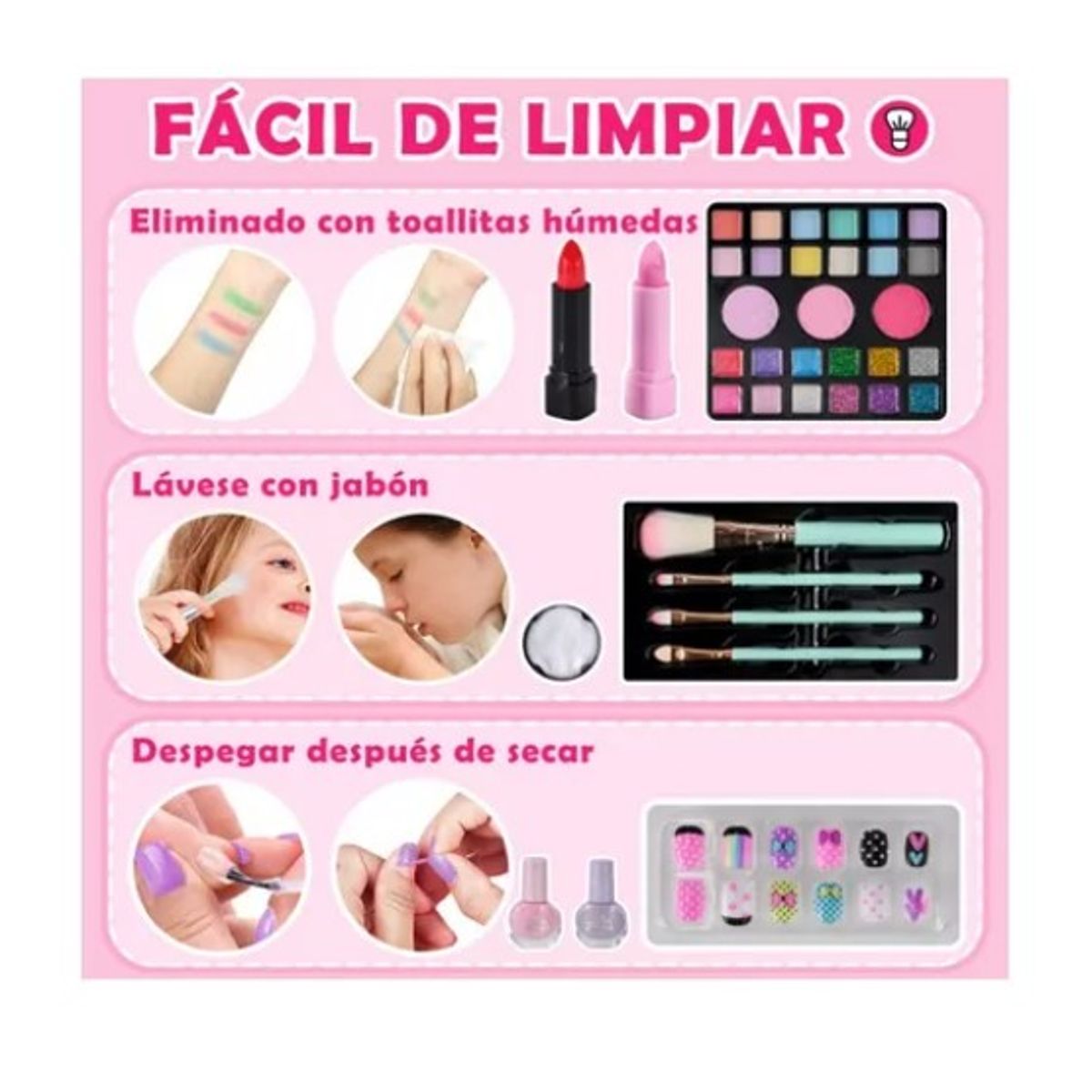 OFERTABKN - Kit De Juguetes Maquillaje Para Niñas Cosmetico Manicura