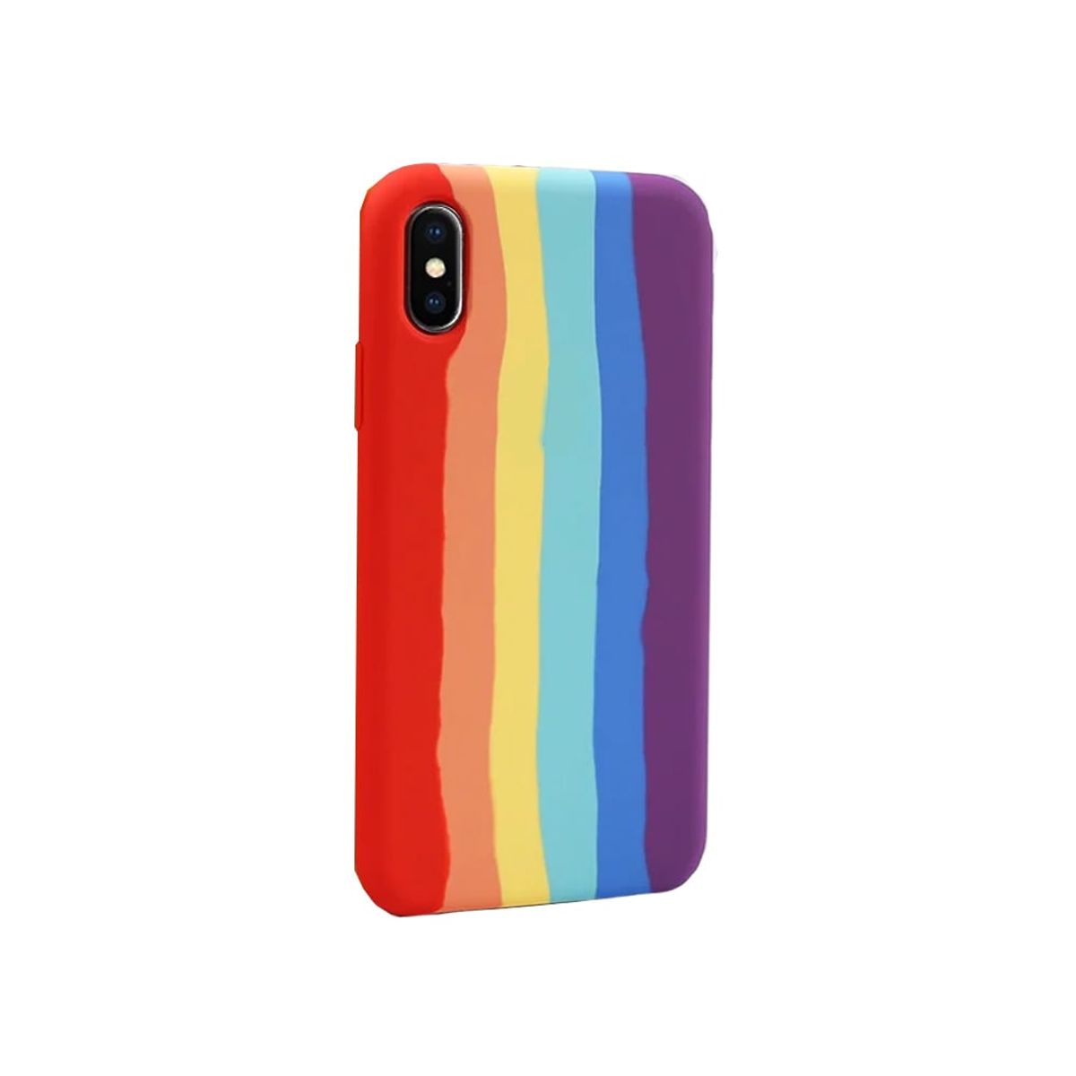 GENERICO - Carcasa de Silicona Para iPhone X XS Arcoiris Rojo