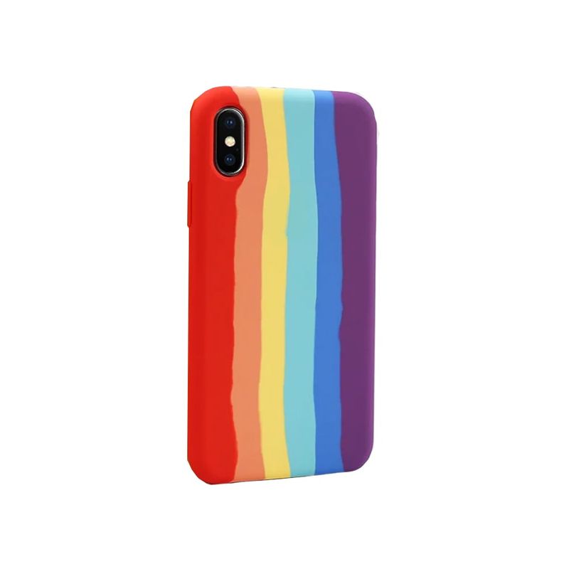 GENERICO - Carcasa de Silicona Para iPhone X XS Arcoiris Rojo