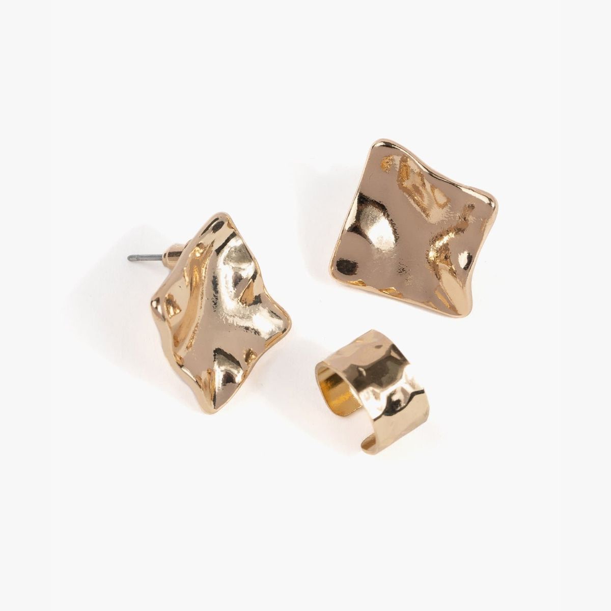 LOUNGE - Set Aros Cuadrados Irregulares Cuff.