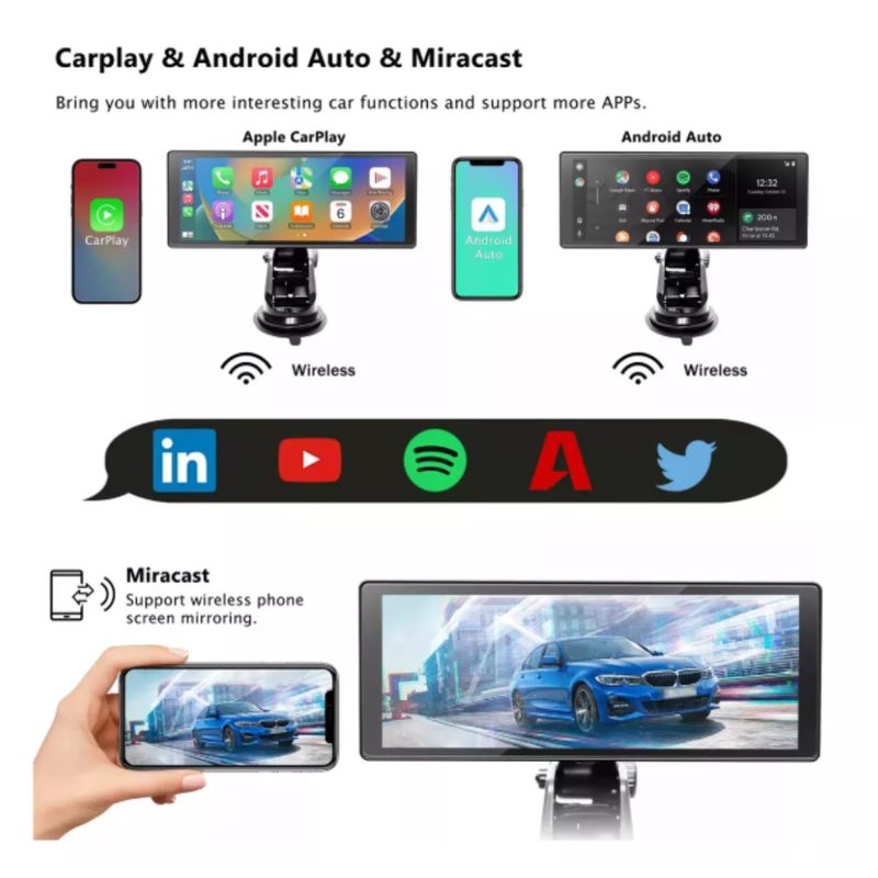 GENERICO - Pantalla 10.26 Pulgadas Carplay Mp5 Bt Fm Am 1080p 720p