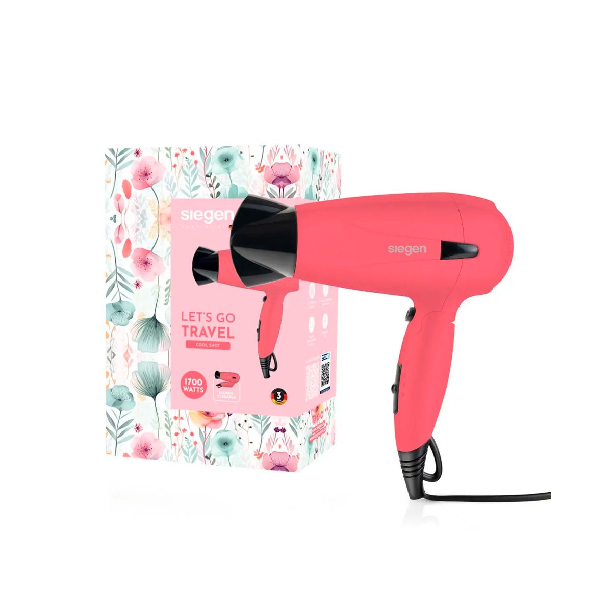 SIEGEN - Secador de Pelo Siegen SG3012C46 Lets Go Travel Coral