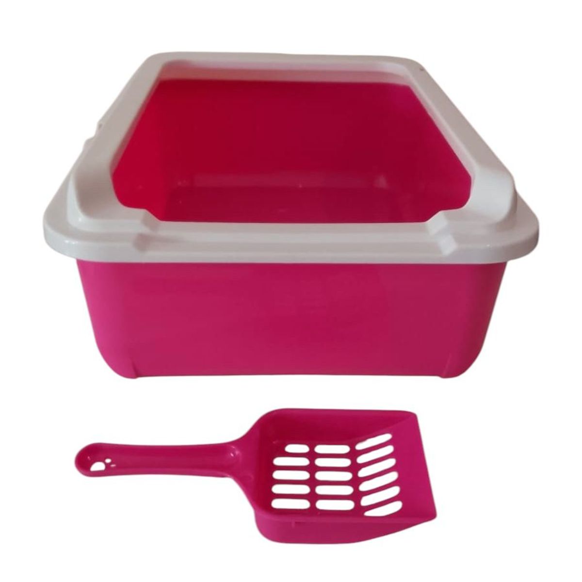 GENERICO - Arenero Bandeja Sanitaria Para Gatos Con Borde y Pala-Rosada