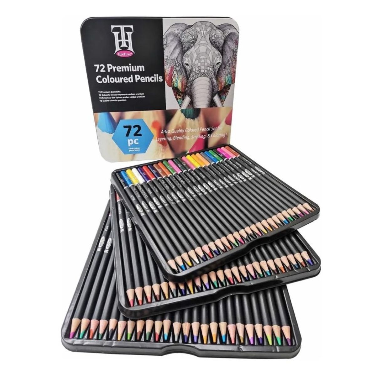 GENERICO - Set 72 Lápices de Colores Arte Dibujo Caja Metálica