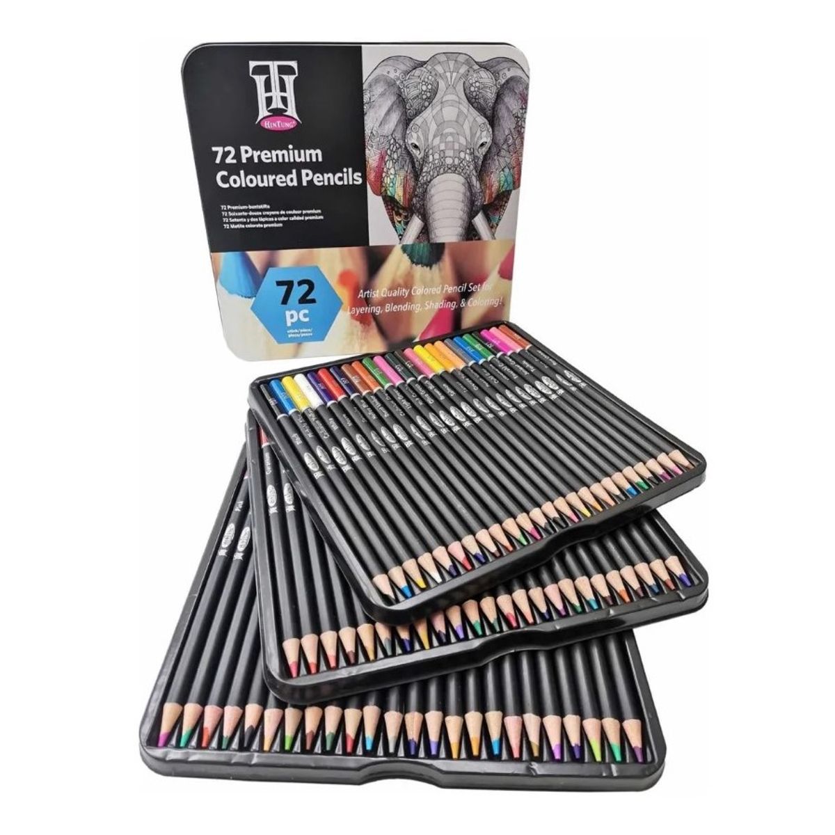 GENERICO - Set 72 Lápices de Colores Arte Dibujo Caja Metálica