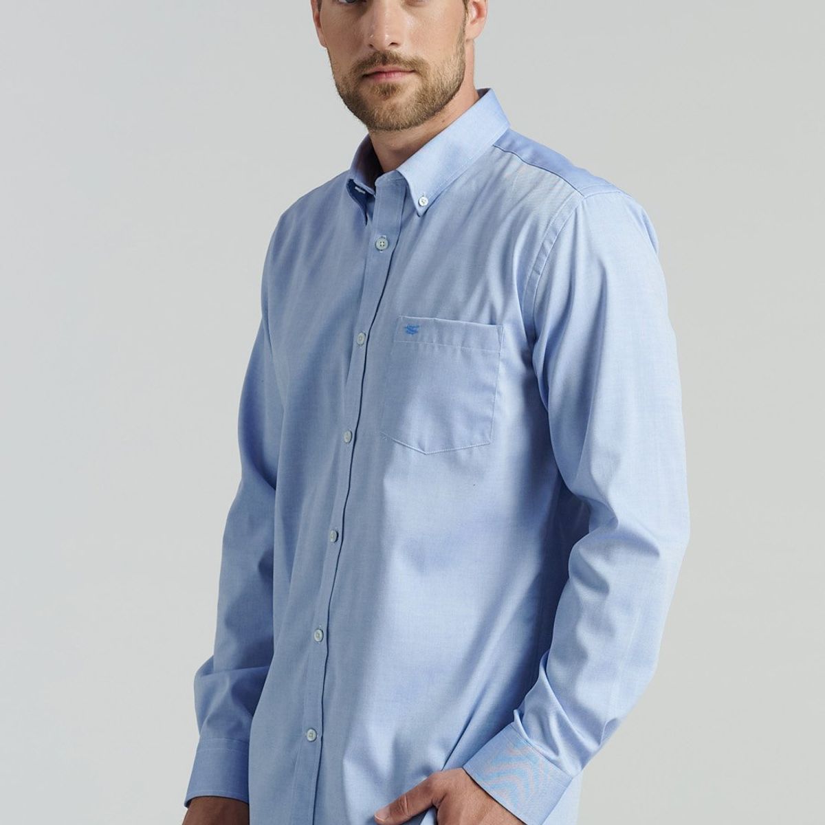 FEROUCH - Camisa Smart Casual Oxford Sc Azul Ferouch