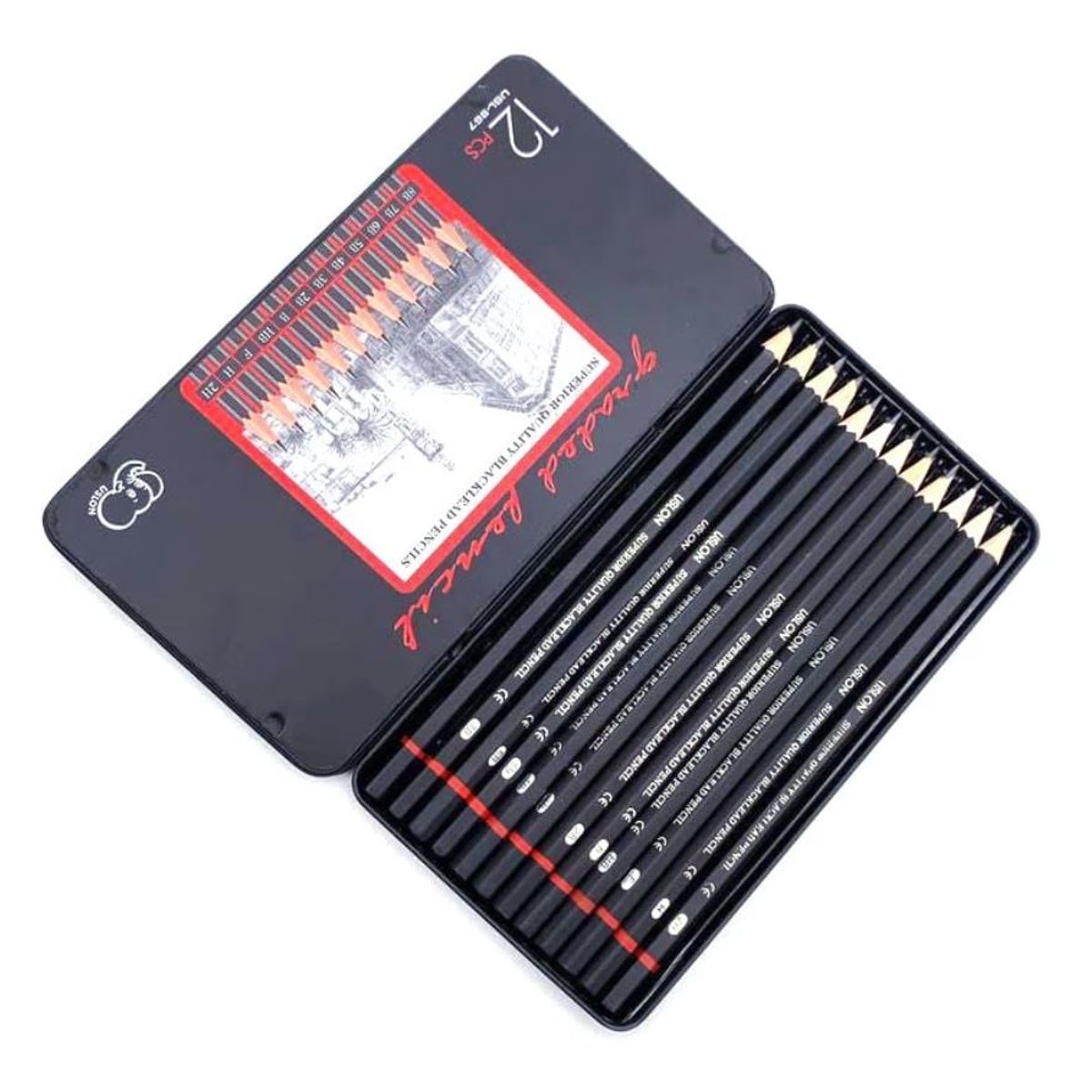 ELEPHANT - 12 Lápices de Dibujo Grafito en Caja - Profesionales 2H - 8B