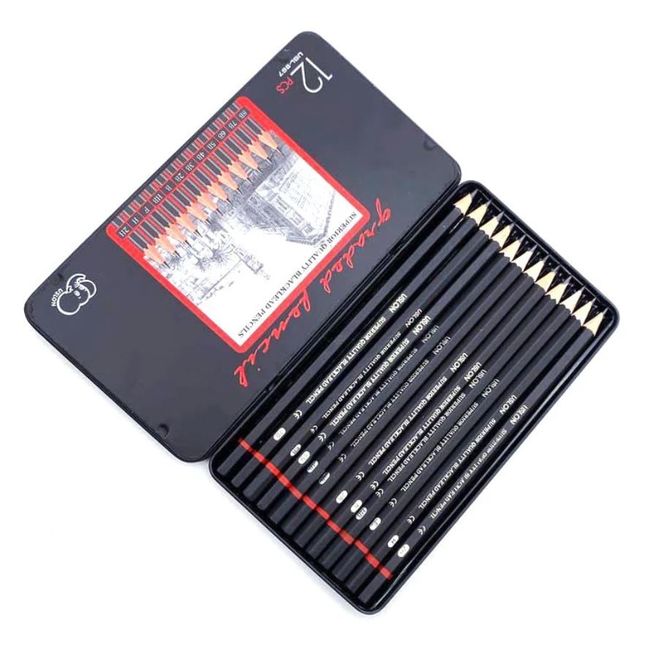 ELEPHANT - 12 Lápices de Dibujo Grafito en Caja - Profesionales 2H - 8B