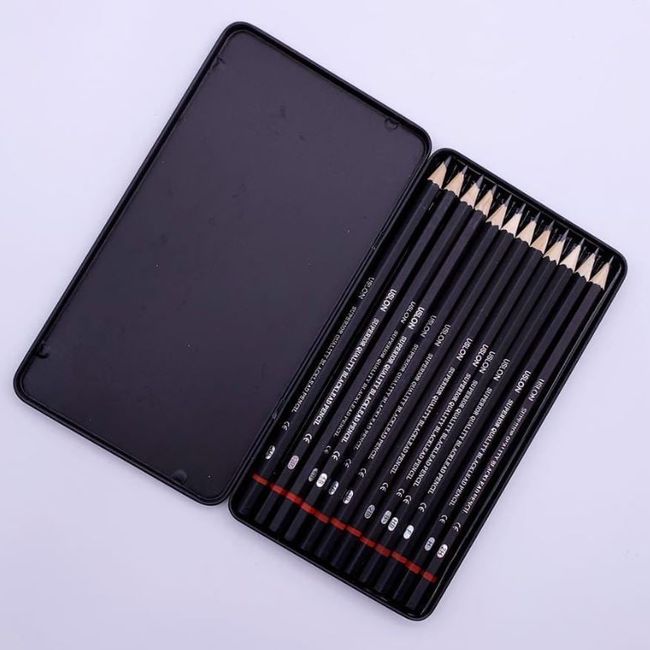 ELEPHANT - 12 Lápices de Dibujo Grafito en Caja - Profesionales 2H - 8B