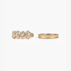LOUNGE - Set Anillos Boho Piedras Dorado