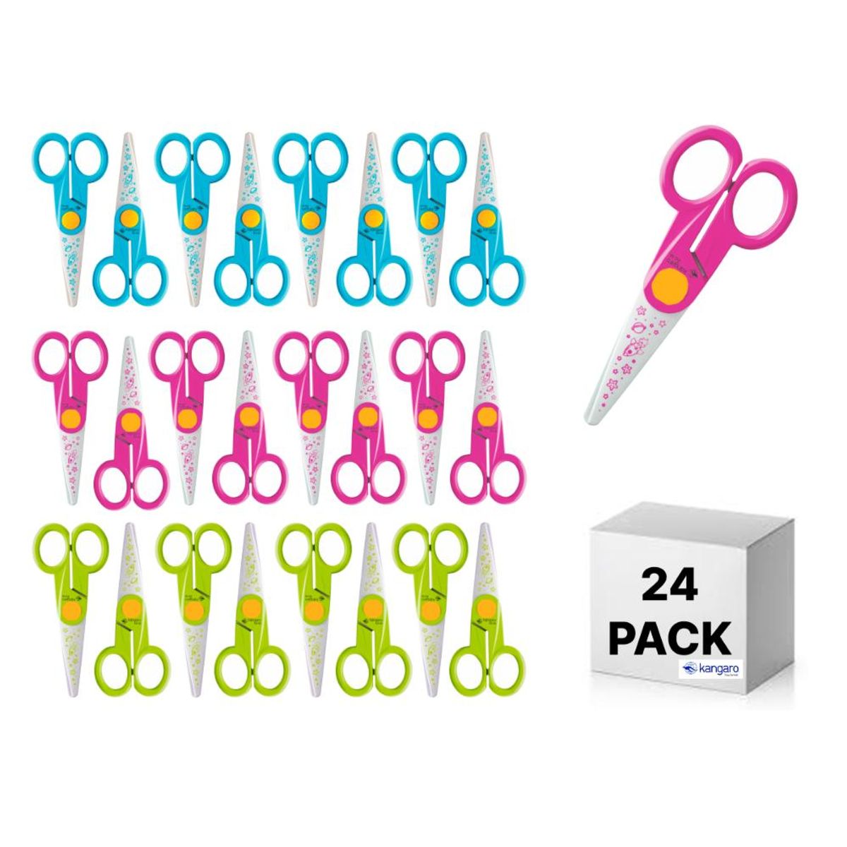 GENERICO - Pack 12 Tijeras 5 126mm Niños -50Y Kangaro - Multicolor