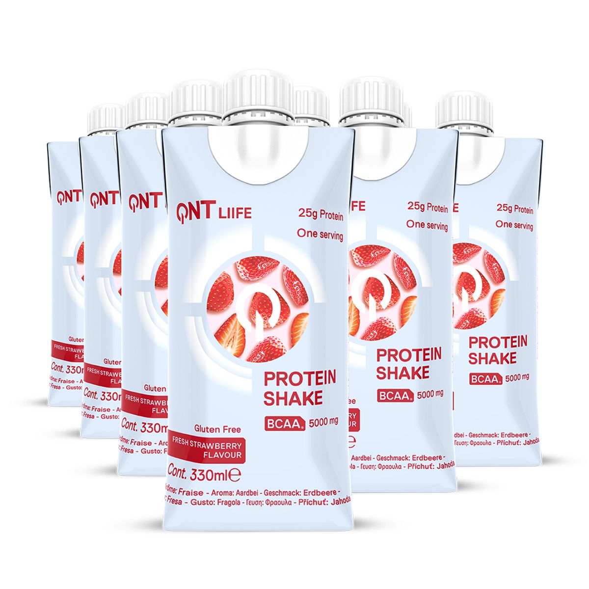 QNT - Bandeja X 12 Shakes de Proteina 330ml Frutilla QNT