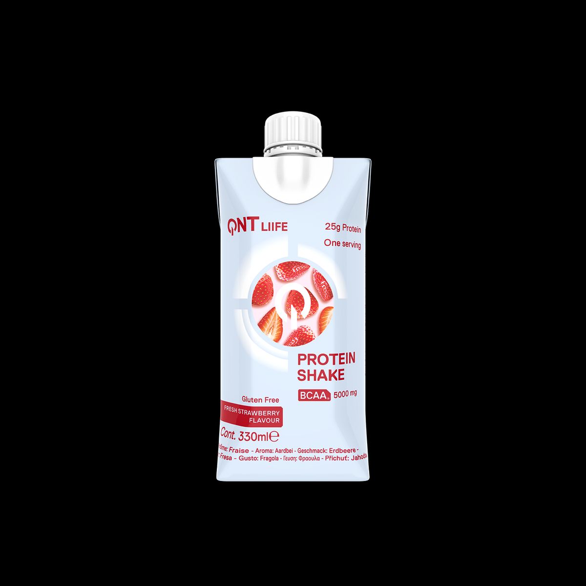 QNT - Bandeja X 12 Shakes de Proteina 330ml Frutilla QNT