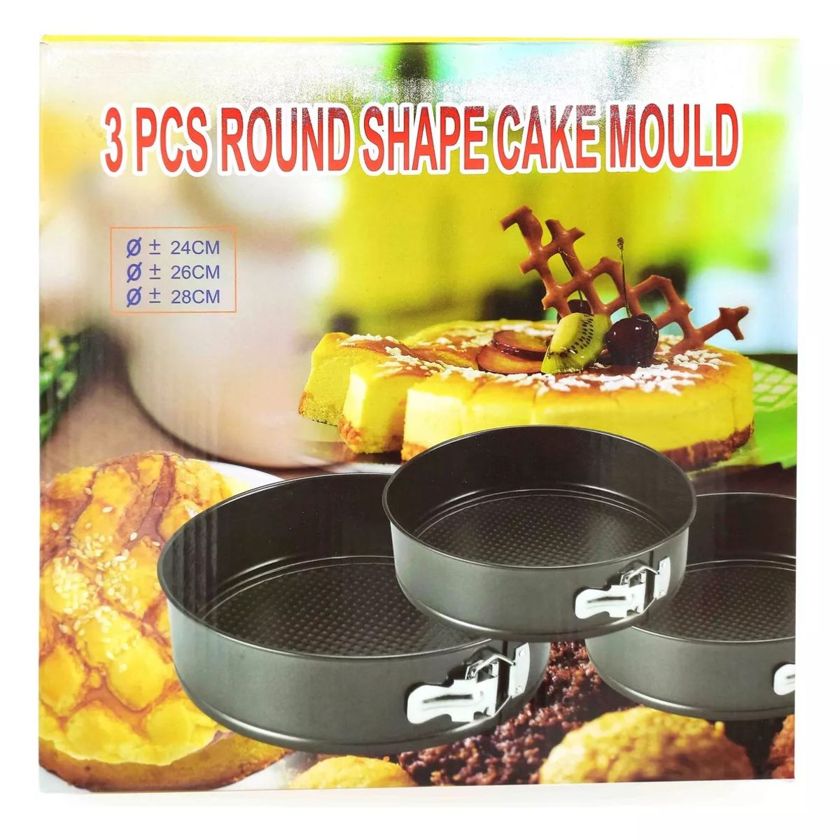 GENERICO - Set 3 Moldes Redondos Repostería Torta Antiadherente