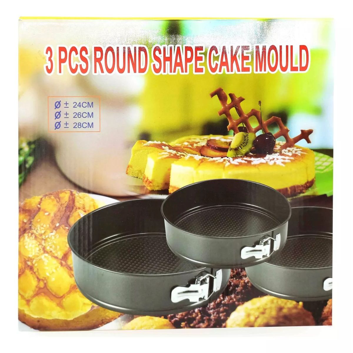 GENERICO - Set 3 Moldes Redondos Repostería Torta Antiadherente