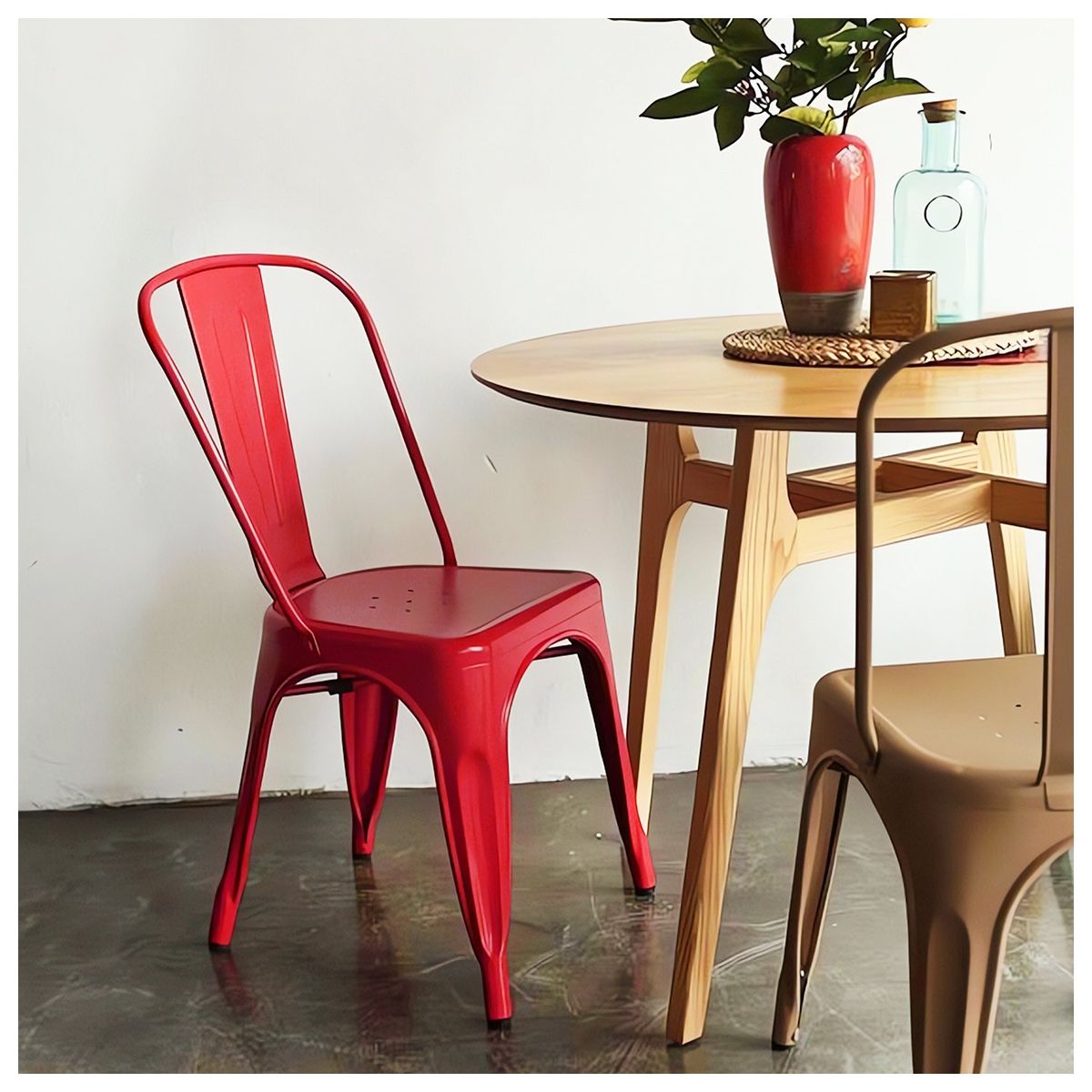 NOVAHUS - Silla Metal Tolix Rojo