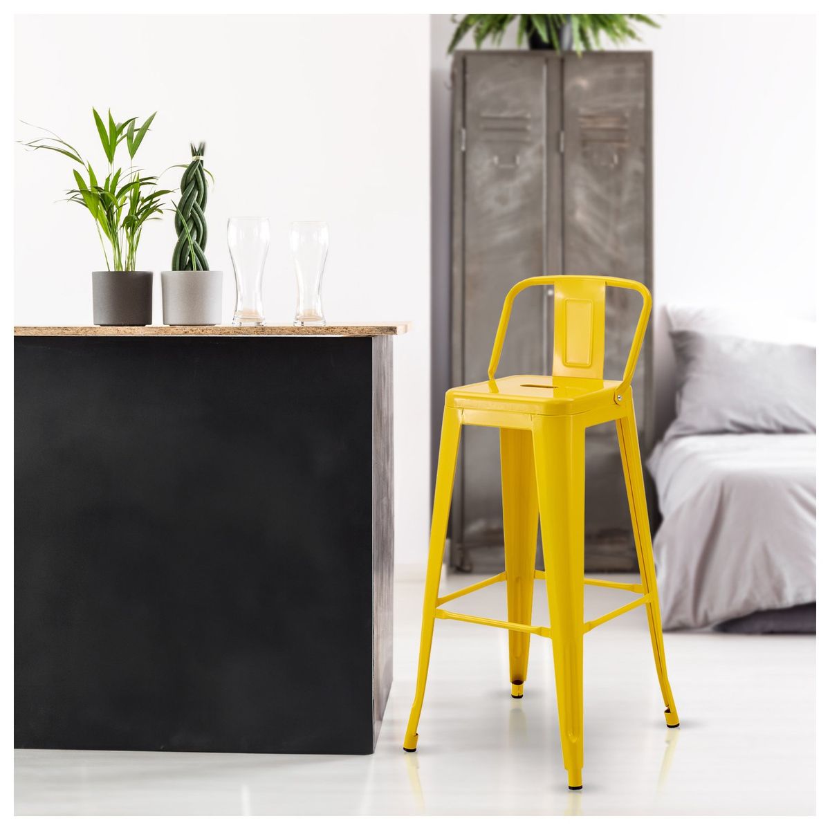 NOVAHUS - Silla Alta Metal Amarillo