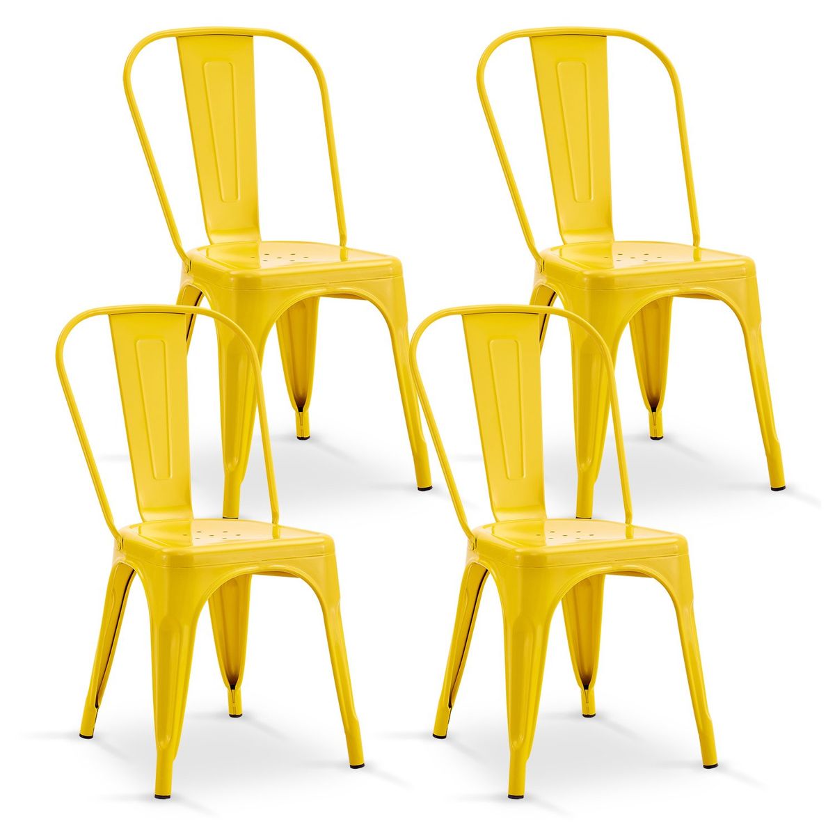 NOVAHUS - Pack De 4 Silla Metal Tolix Amarillo.