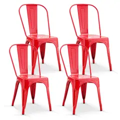 NOVAHUS - Pack De 4 Silla Metal Tolix Rojo.