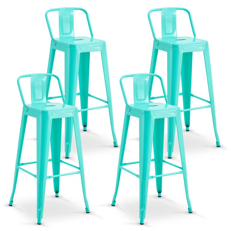Pack de 4 Sillas Altas de Metal Menta