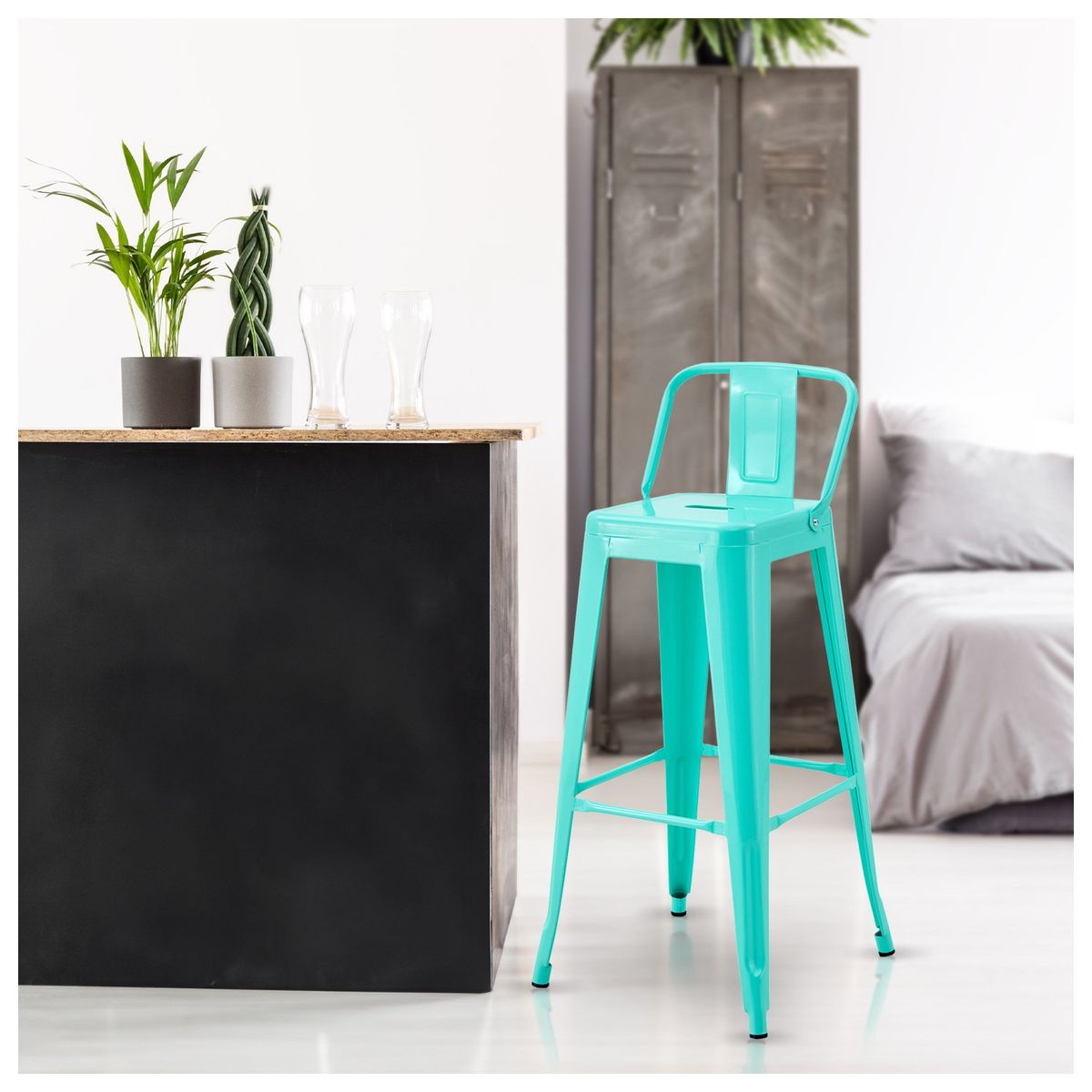 NOVAHUS - Pack De 4 Silla Alta Metal Menta.