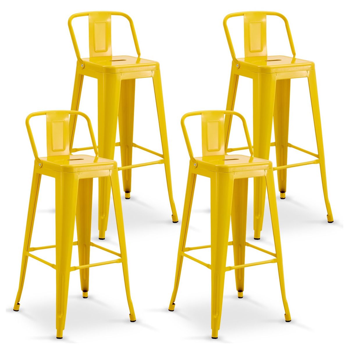NOVAHUS - Pack De 4 Silla Alta Metal Amarillo.