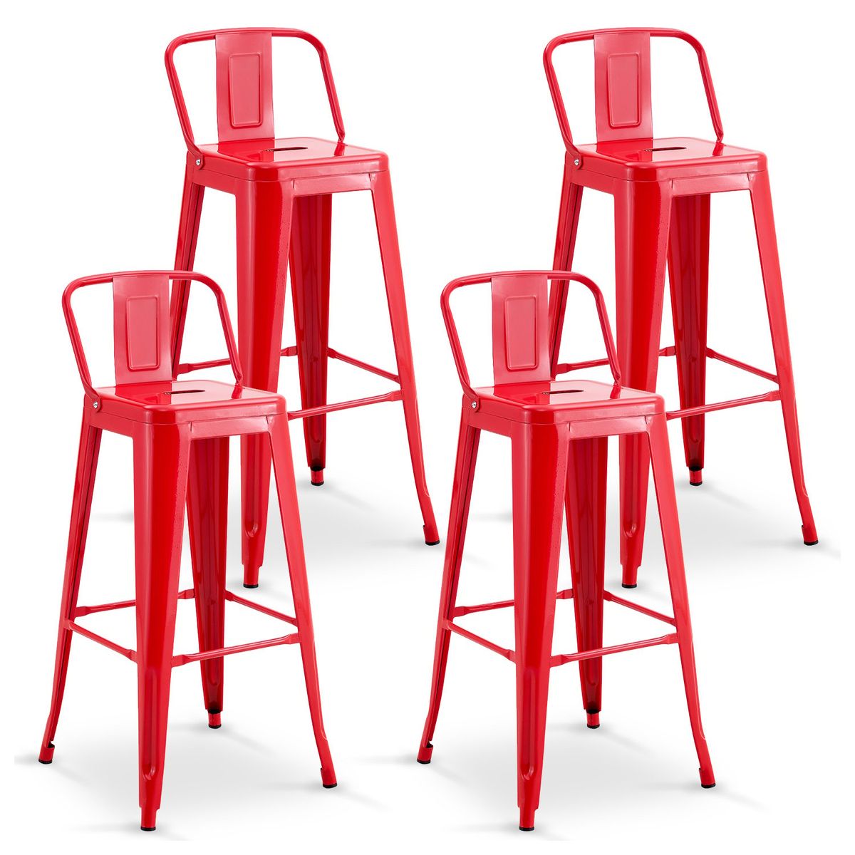 NOVAHUS - Pack De 4 Silla Alta Metal Rojo.