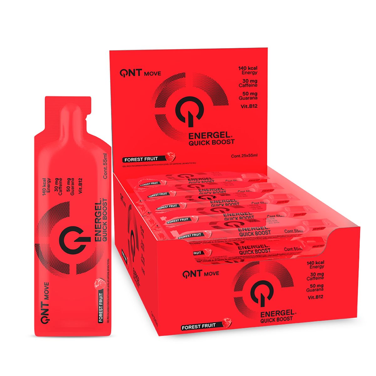 QNT - Pack x 25 Sachet Geles Energeticos Frutos Rojos 55ml QNT