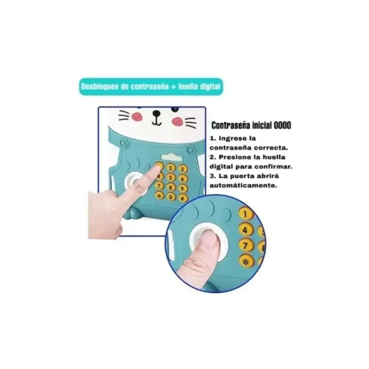 RAF - Alcancía Gato Ahorro Automática Contraseña Sonido Y Huella