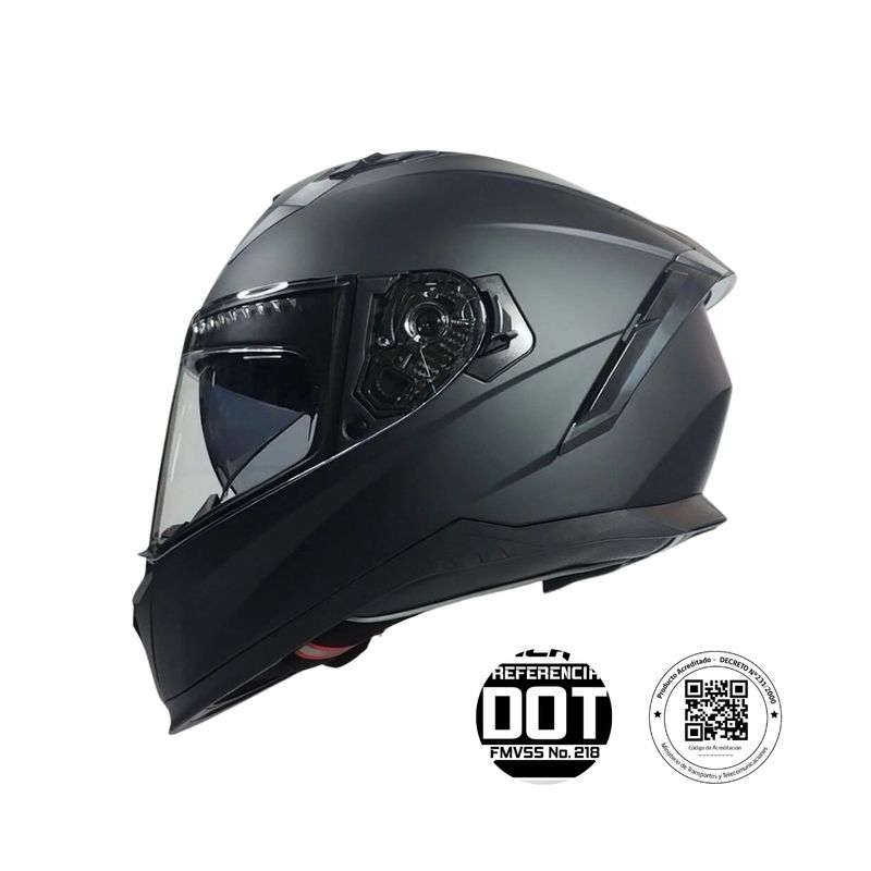 GHB - Casco Integral Moto GHB M-69 Negro Matte - S
