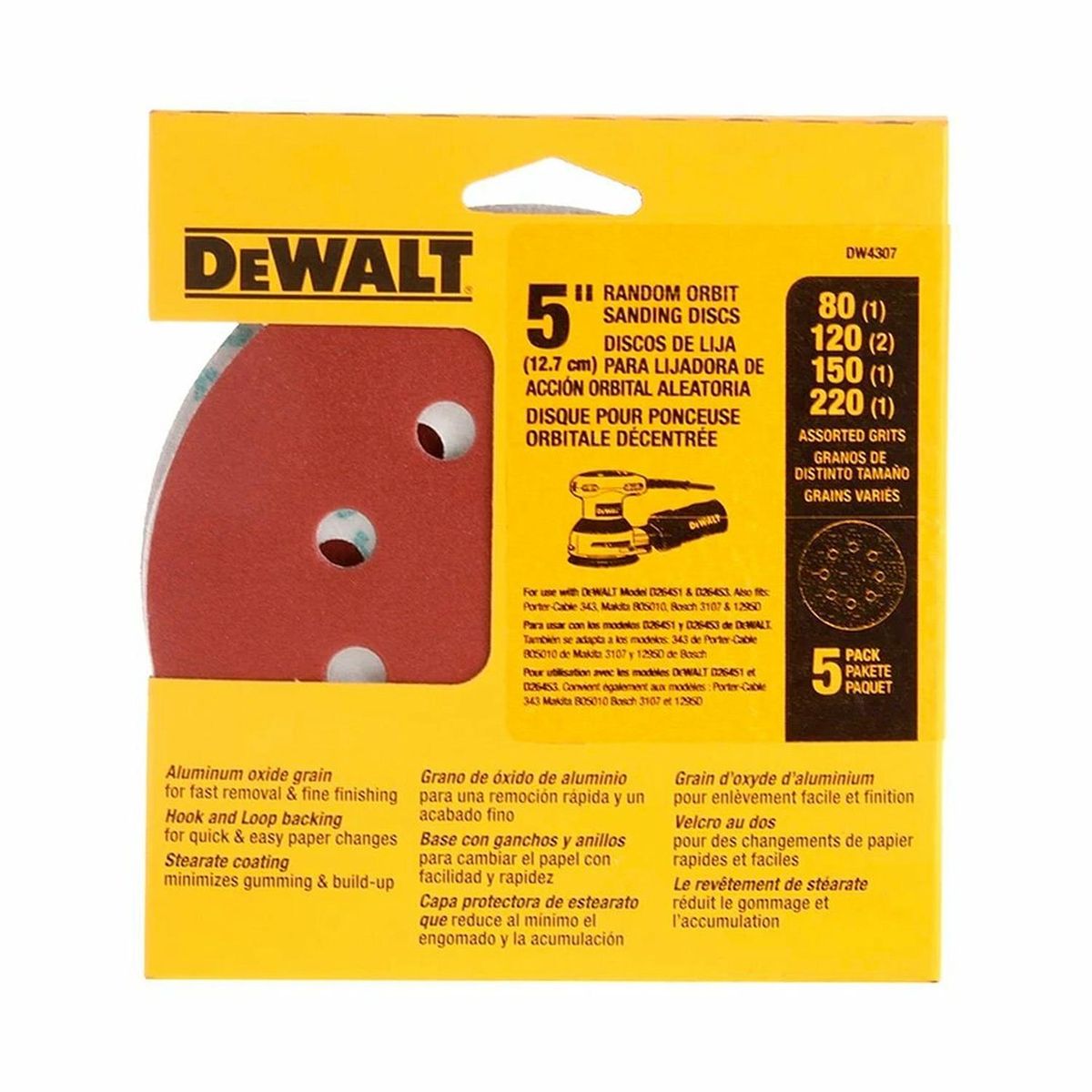 DEWALT - Set 5 Lijas Dewalt DW4307 Grano Surtido