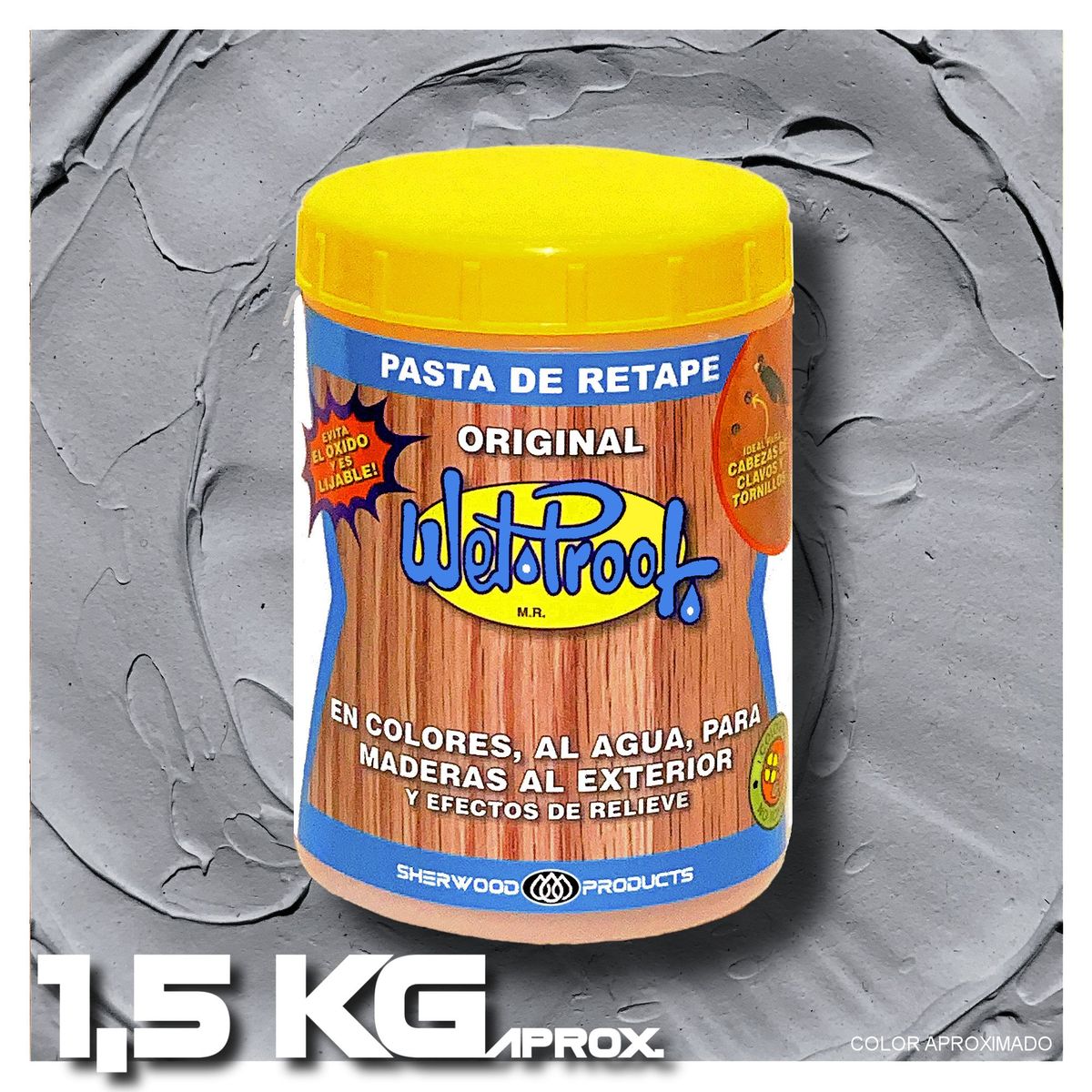 WETPROOF - PASTA DE RETAPE WET PROOF® GRIS PARA MADERA EXTERIOR 1,5 KG