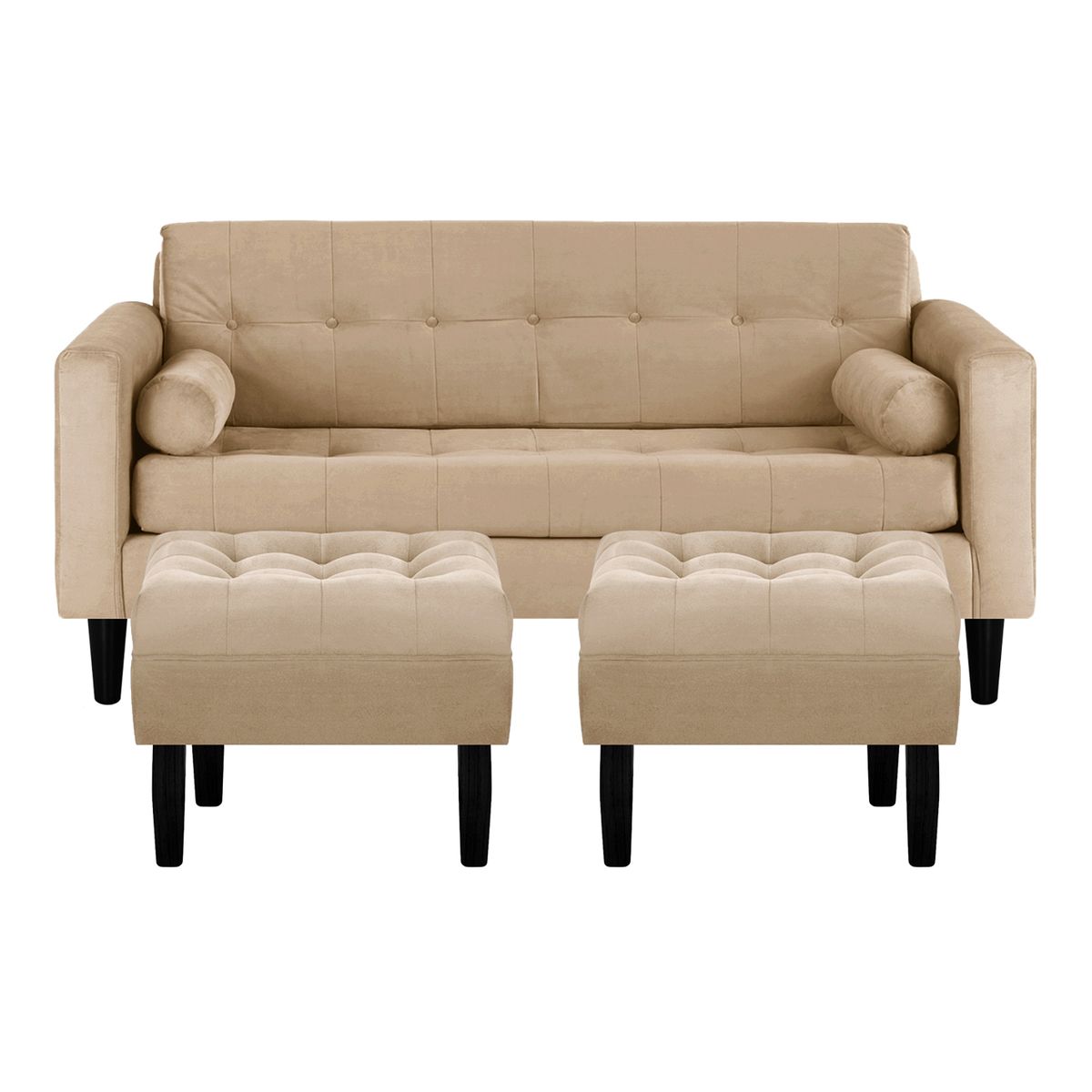 BODEVIR - Sofa Retro 3C+2 Pouf Felpa 00 Beige