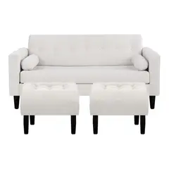 BODEVIR - Sofa Retro 3C+2 Pouf Felpa 00 Crudo