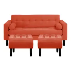 BODEVIR - Sofa Retro 3C+2 Pouf Felpa 00 Naranjo