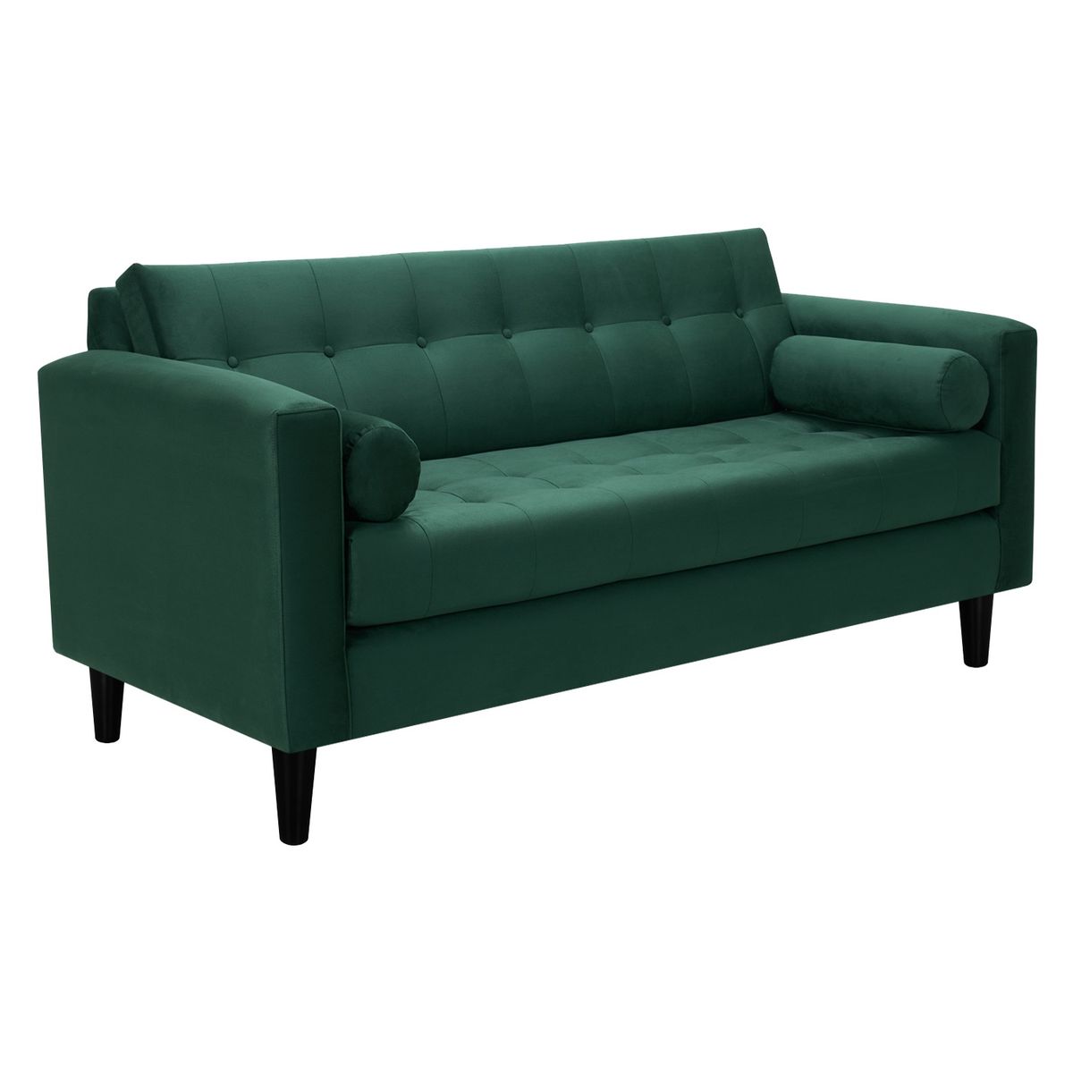 BODEVIR - Sofa Retro 3C+2 Pouf Felpa 00 Verde Botella
